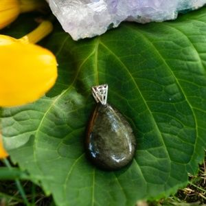 Green Jasper Healing Crystal Teardrop Pendant